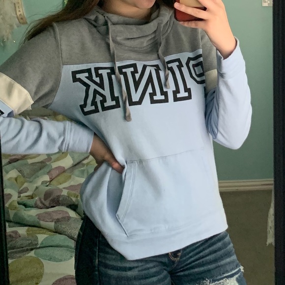 PINK Blue and Grey Hoodie - Picture 5 of 6